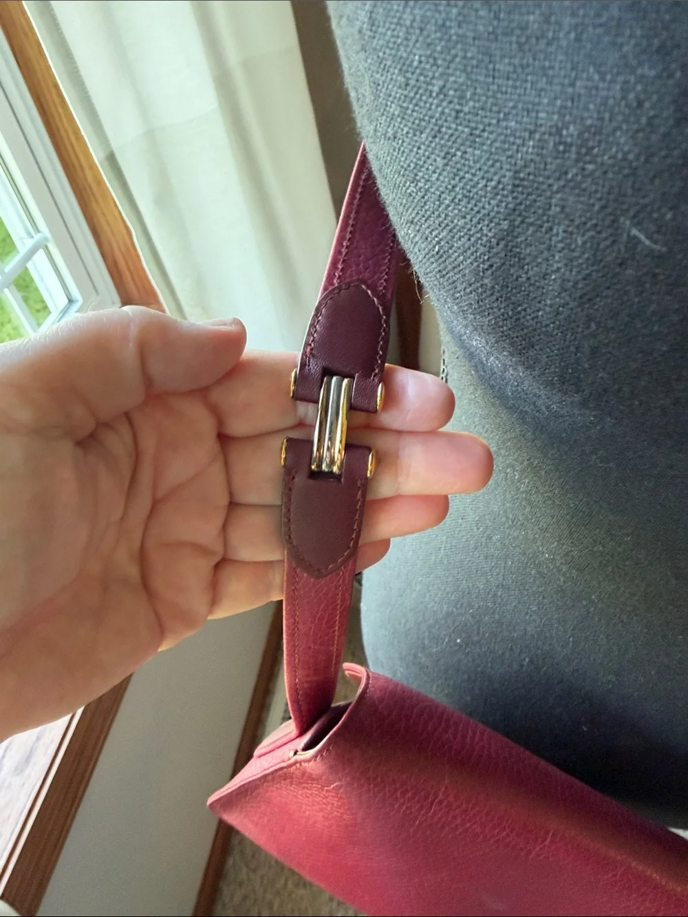 Cartier Women's Crossbody in Rich Burgundy with Gold Hardware